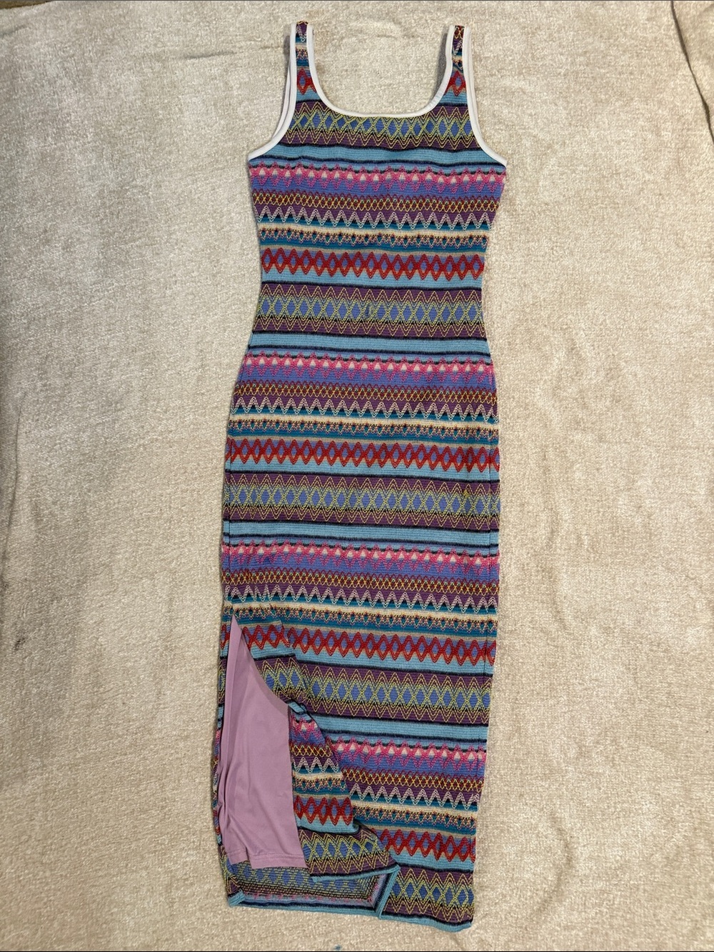 Sleeveless Multi-Color Patterned Maxi Dress